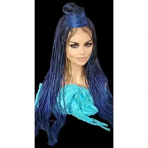 Blue Braided wig 100% handmade, ombre wig, NWT exotic colors absolutely gorgeous - Picture 6 of 15